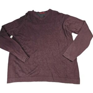 American Blue Sweater Mens Large Burgundy Silk Cotton Blend Pullover V Neck Soft